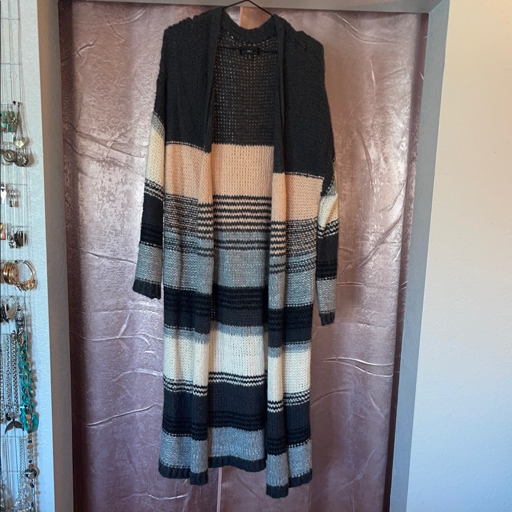 Massimo Black and Cream Striped Cardigan